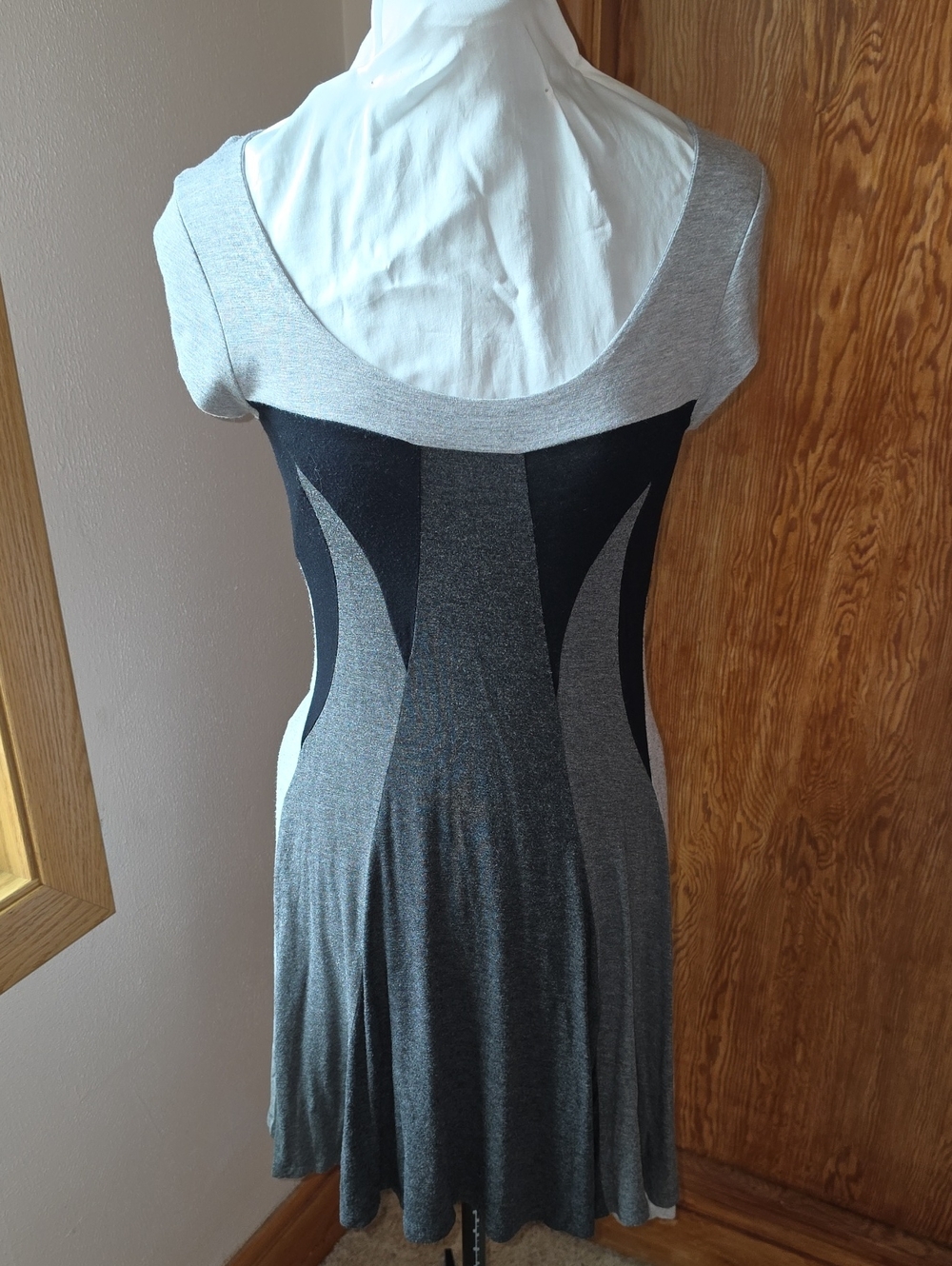 Forever 21 Gray and Black Fit & Flare Panel Dress